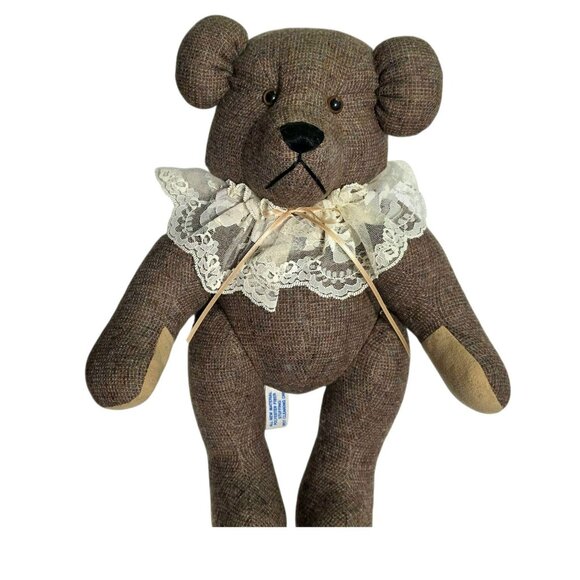 1985 Nancy Southerland Holmes Signed Teddy Bear Tweed 16” Stuffed Plush Vintage - Picture 3 of 15